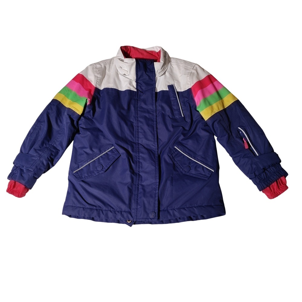 Boden Kids Ski Jacket Rainbow Stripes White Size 6 / 7 Years 122cm - Imperfect